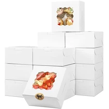 Wei Long 6x6x3 Inches Cake Boxes Bakery Boxes with Window 18pcs Mini bundt Co...