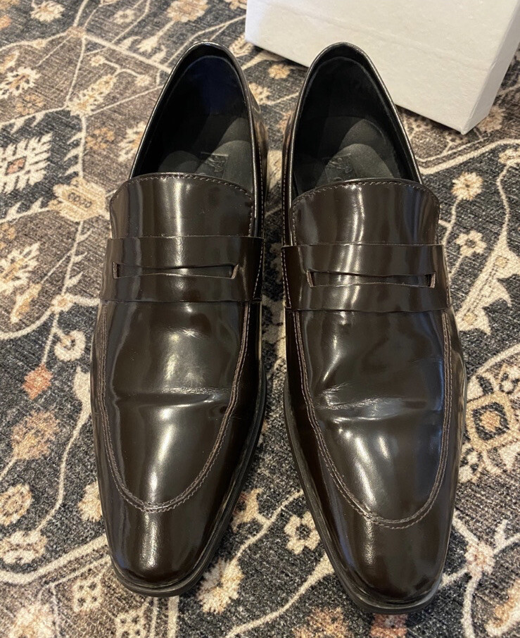 Brown Versace Men’s Dress Shoes size 41 Versace Brown Two Tone Leather Buckle Detail Slip On Loafers  main image 4