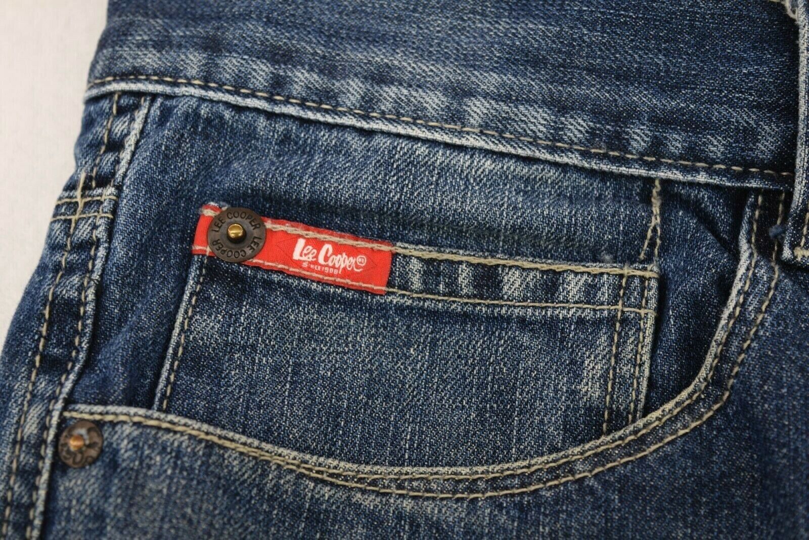 Lee Cooper Mens Harry Low Rise Straight Leg Blue Denim Jeans W34 L26.5 Hemmed - Picture 7 of 11