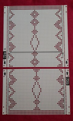 Zwei Passap/Pfaff Lochkarten/Dekokarten - 73a&73b für duomatische Strickmaschinen 