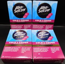 Lot Of 4 Alka Seltzer Plus Cold & Cough Powermax Gels 24 Gels Ea Exp: 3/26+ New