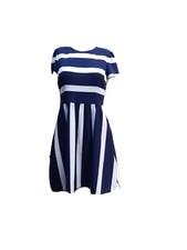 Eliza J stripped blue And White back Zip  Fit And Flare dress Size 2
