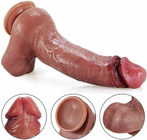Liquid Silicone Realistic Huge Dildo Cock Suction Cup Women Sex Toys Thick Dong - Picture 3 of 13