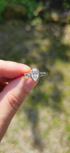 Anillo central de diamantes en forma de pera de 1,2 quilates con sello de 18 quilates talla N - Imagen 4 de 13