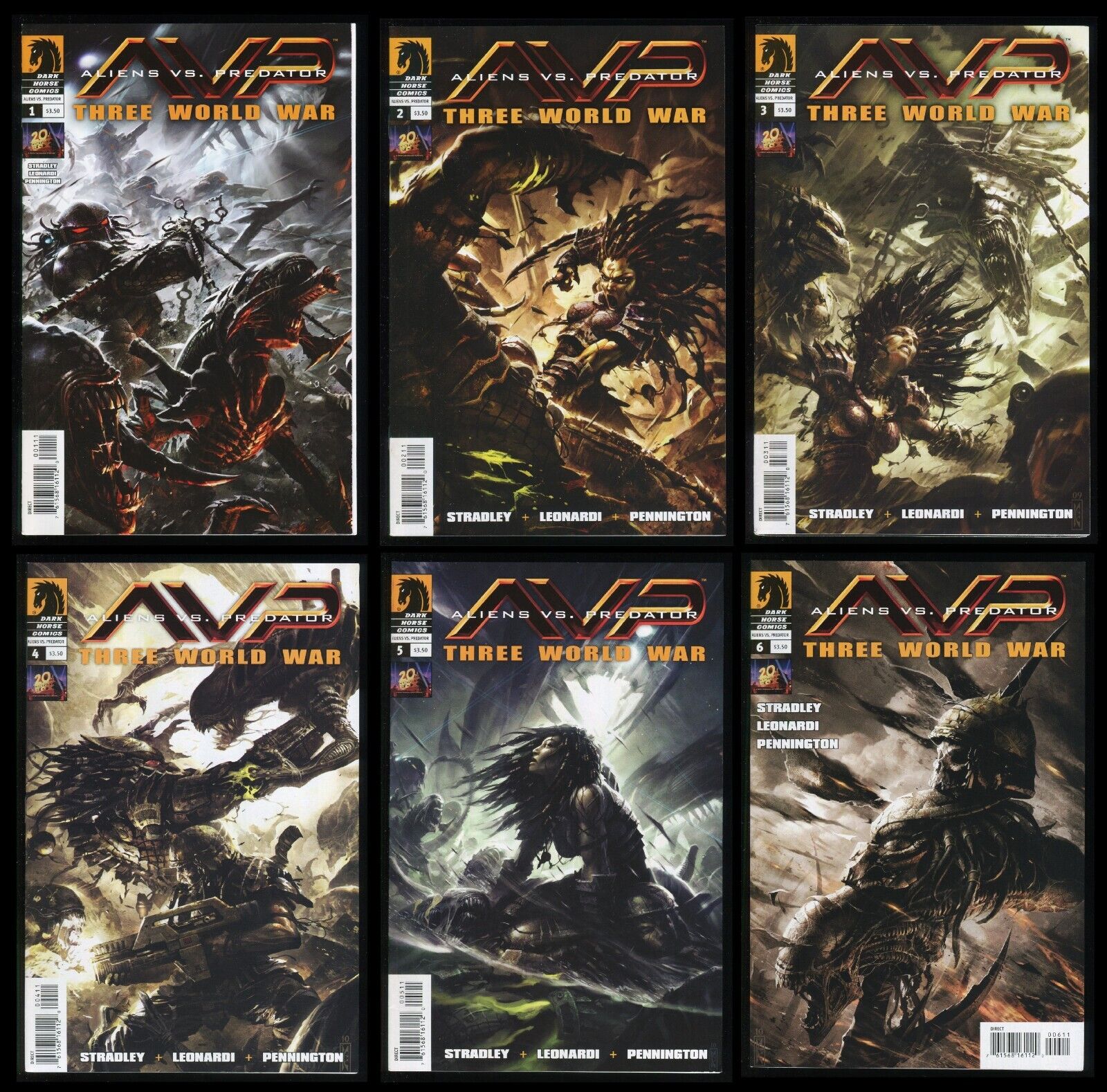 Aliens vs Predator Three World War Comic Set 1-2-3-4-5-6 Lot AvP Colonial  Marine