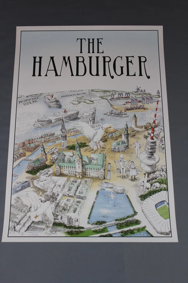Jörg Tacke - Kunst-Poster von 2012 - The Hamburger - Hand signiert von J. Tacke