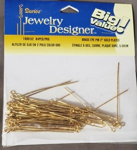 Authentic Darice Jewelry Designer--2" Eye Pin-Gold Plated-84 Pieces