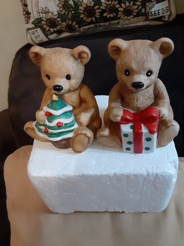 Vintage- Set Homco Christmas Bears Figurines Home Interiors #5505 Porcelain