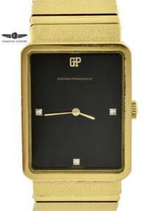 Authentic Vintage Girard Perregaux Gold Plated Manual Wind Black Dial Rectangular Watch