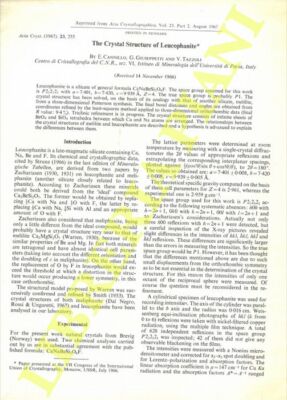 CANNILLO E. - GIUSEPPETTI G. - TAZZOLI V. - The Crystal Structure of Leucophani