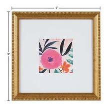 8x8 Matted for 4x4 Beaded Gold Decorative Tabletop Picture Frame,Gold