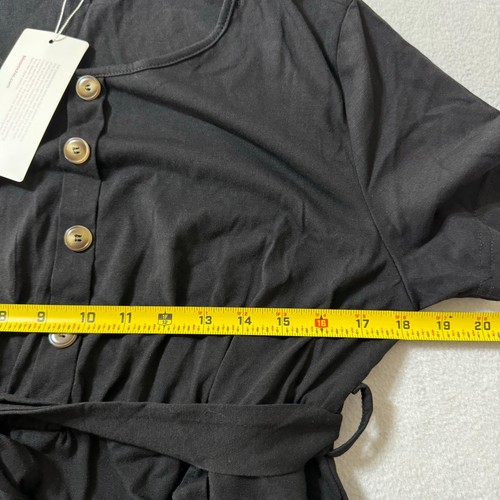 BLOOMCHIC Women Midi Dress 10 Round Neck Belted Pocket Button Short Sleeves NWT - Picture 9 of 24