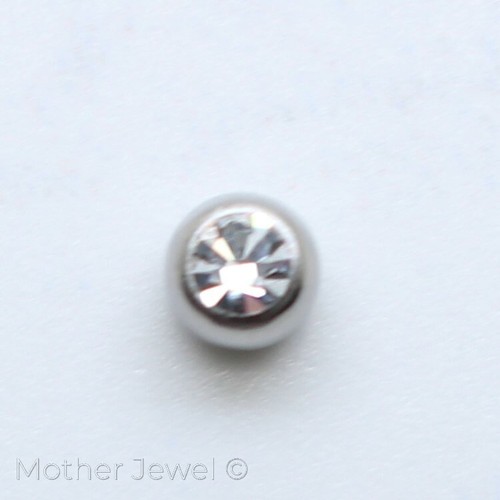SIMULATED DIAMOND SILVER 316L SS BELLY HELIX SEPTUM LABRET 14G REPLACEMENT BALL - Picture 9 of 11