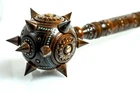Handmade Carved Wood Ukrainian mace bludgeon Traditioan Dark Bulava 43 x 10 cm