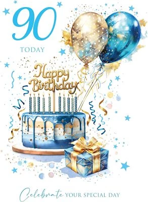 CHERRY ORCHARD PUBLISHING 90th Birthday Card Open Male - Foil Finish - Cherry Orchard 5.7" x 8.3"