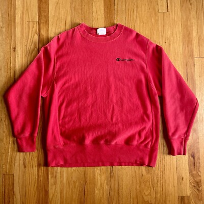 Vintage Champion Reverse Weave Crew Neck Warmup Sweatshirt Mens L Red 90s  80s
