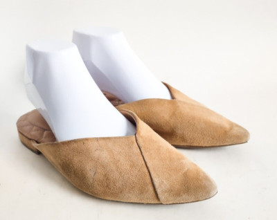 Birdies The Swan Suede Mule Women Size 7.5 Golden Oak Camel Tan Leather Casual