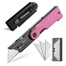WORKPRO Heavy Duty Folding Utility Knife Quick Change Box Cutter 10PC SK5 Blades