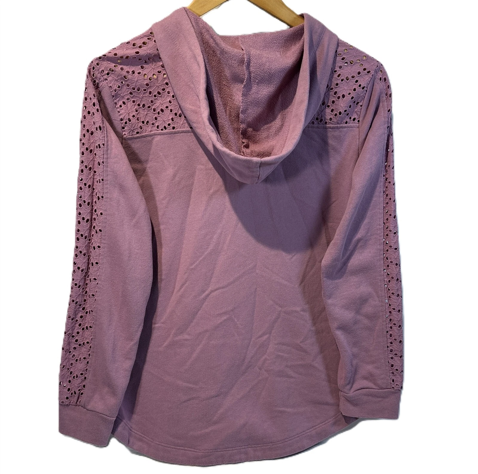 VETEMENTS Felpa donna Susan Graver Weekend taglia XS full zip con cappuccio e pizzo viola lilla