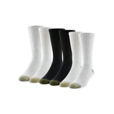 GOLDTOE Sport Cushion Crew Socks 6 Pack MENS Shoe Size 6-12 NEW
