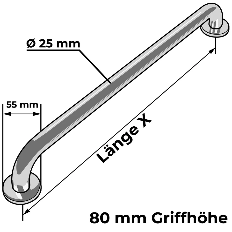 Haltegriff EDELSTAHL Bad Duschgriff Wandgriff Badewannengriff Griff Haltestange - Bild 3 von 4