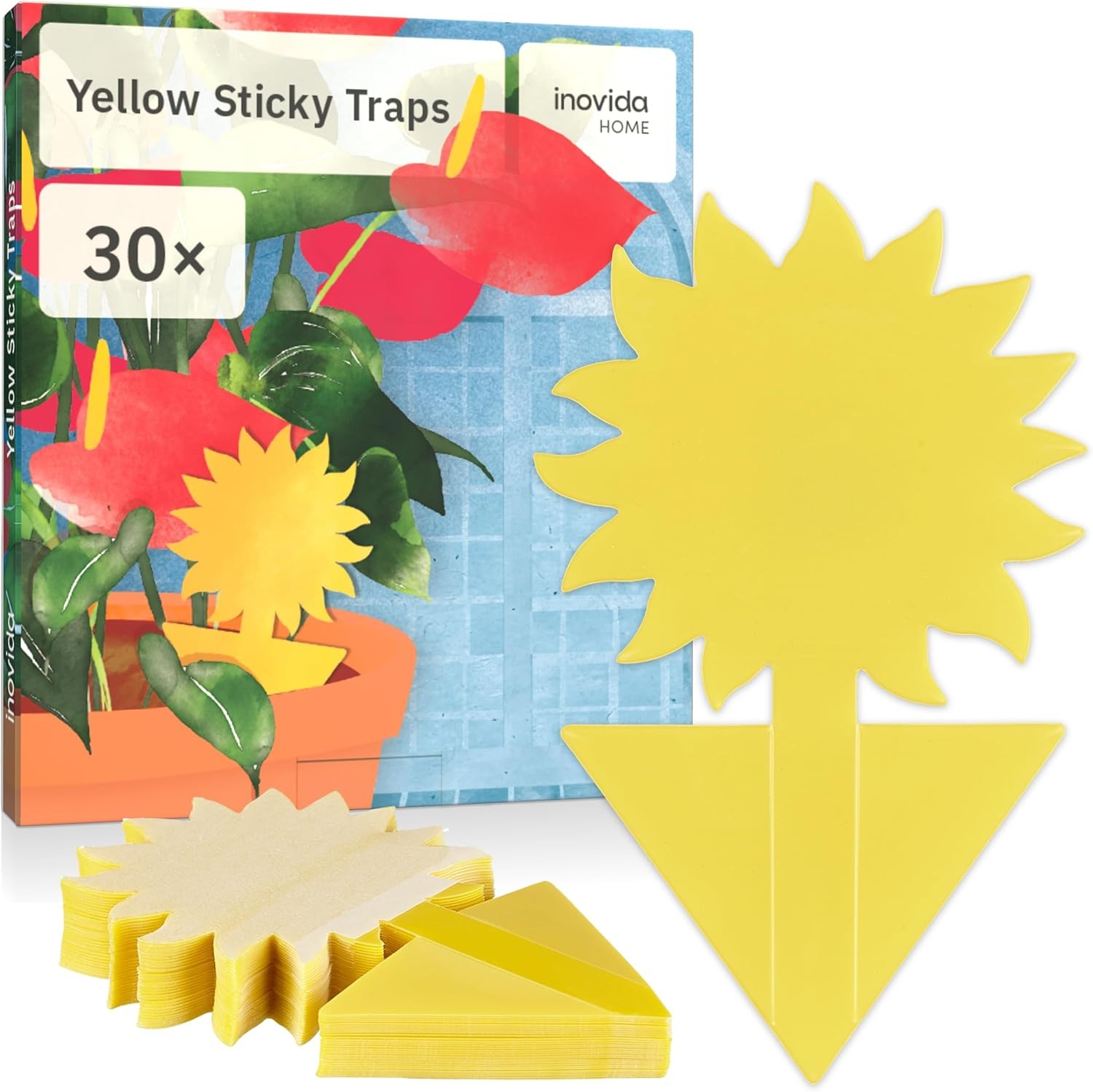 Fungus Gnat Sticky Traps : 30 Yellow Fly Sticky Traps for House Plants – Inse