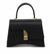 Arcadia Satchel Shoulder Bag Black Genuine Le...