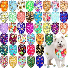 40 Pcs Summer Spring Dog Bandanas Bulk for Dogs Flower Hawaiian Triangle