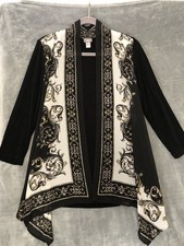 Chico's Travelers Women's Golden Scroll Helena Jacket Sz 1 S/M Open Front Jacket