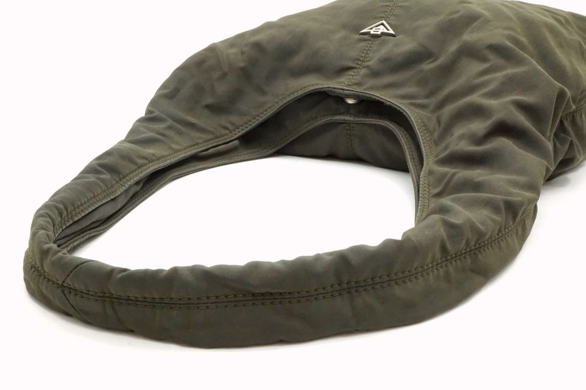 BOTTEGA VENETA Vintage Hobo Shoulder Bag B Logo Nylon Khaki 5310h thumbnail 5