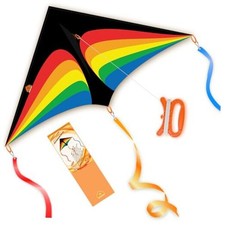 -Rainbow Cruiser Delta Kite, Kites for Kids Ages 8-2,4 1 Rainbow Night