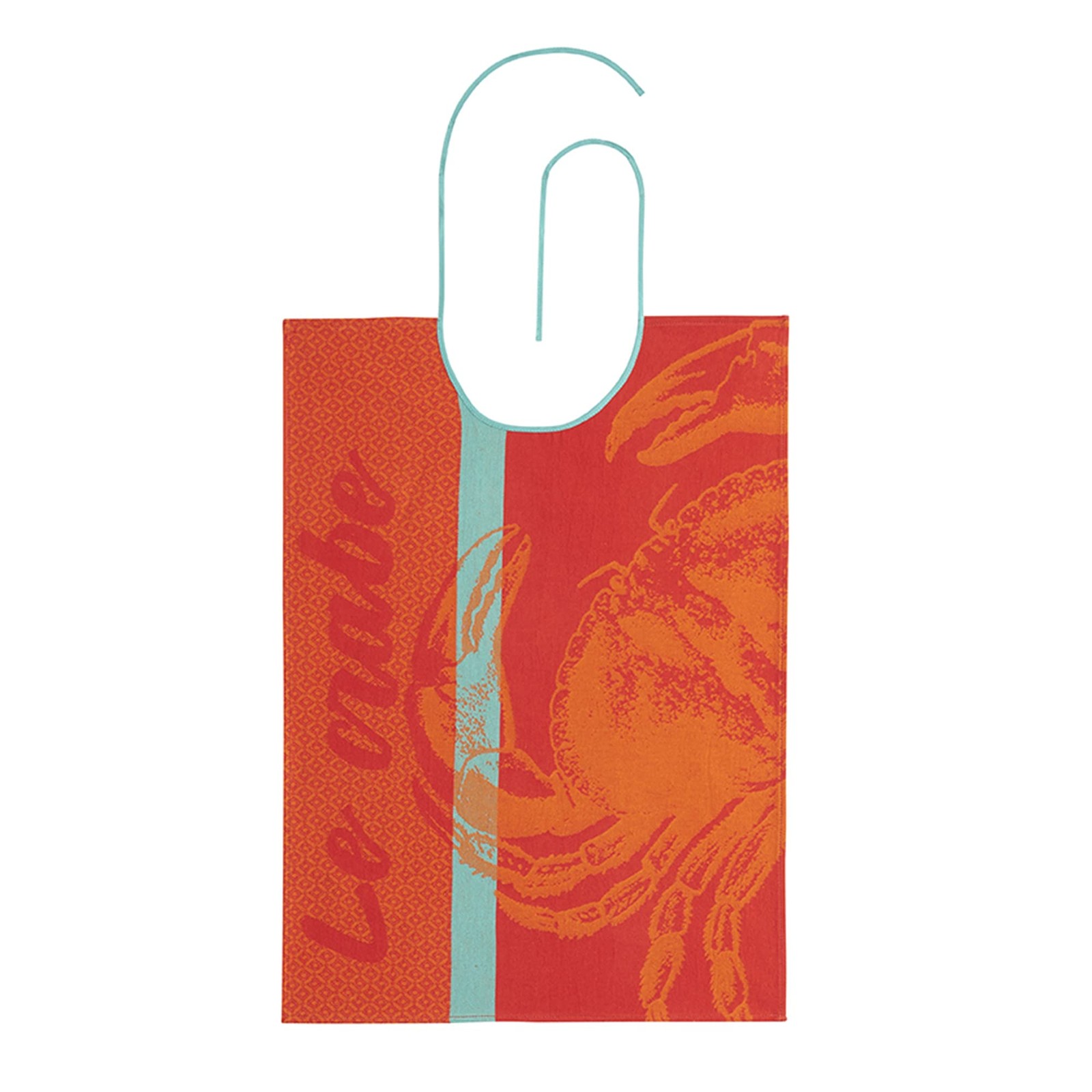 Bavoir en coton haut de gamme jacquard orange à motif crabe 50x75