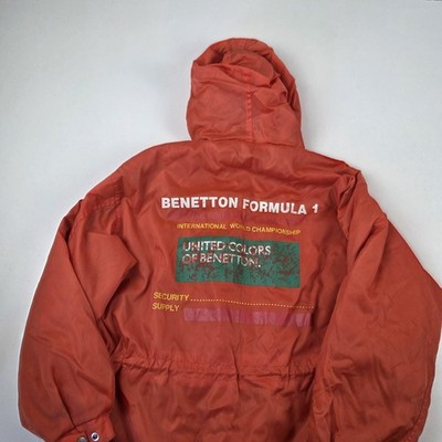 Vintage Benetton Jacket Mens 46 Orange Formula 1 Racing Team