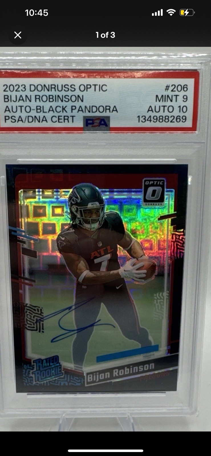 2023 Panini Donruss Optic -Rated Rookie AUTO Bijan Robinson. Black Pandora /25🔥