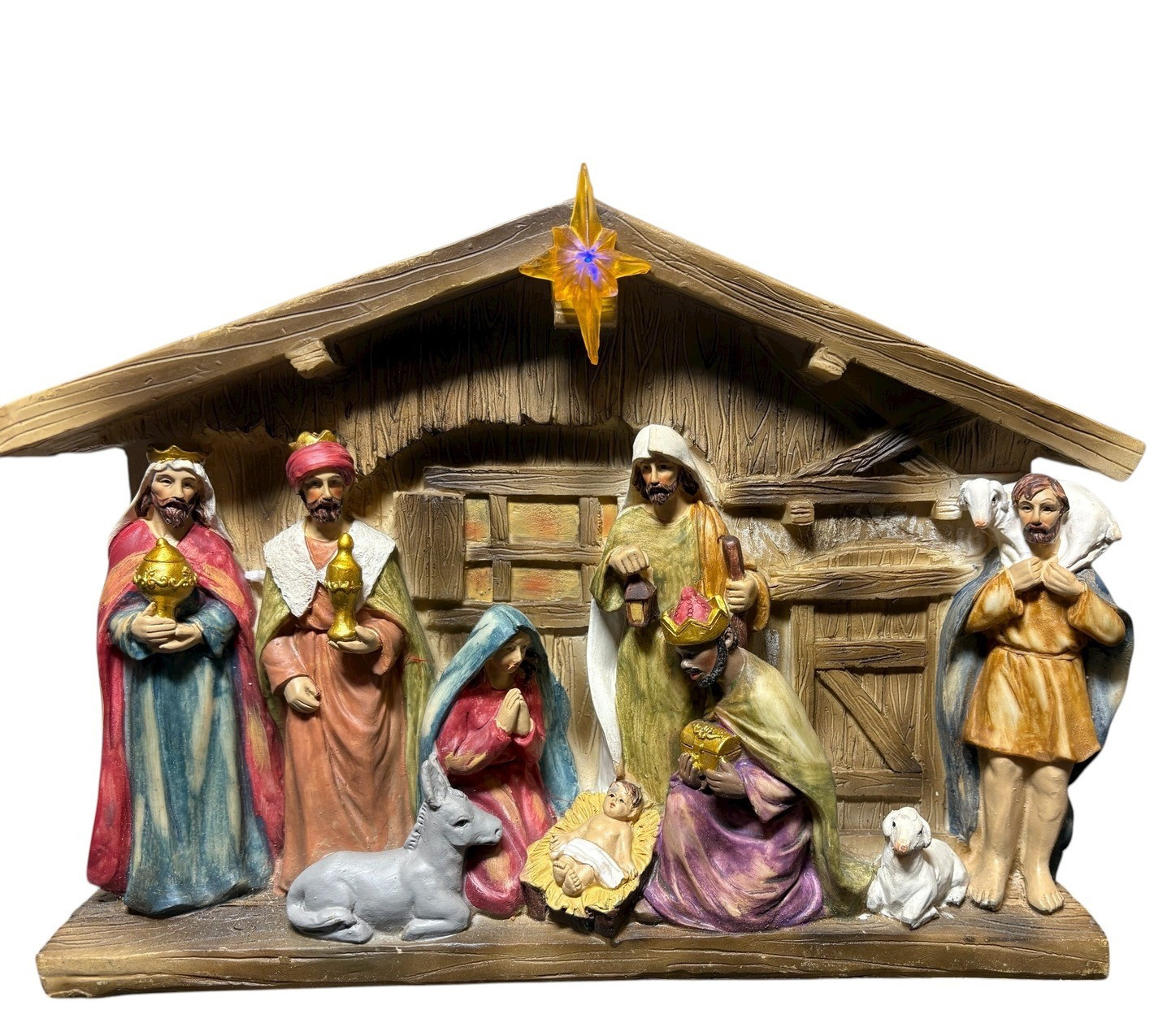 Glitzhome Illuminated Star Nativity Set Scene Resin One Piece Figurine