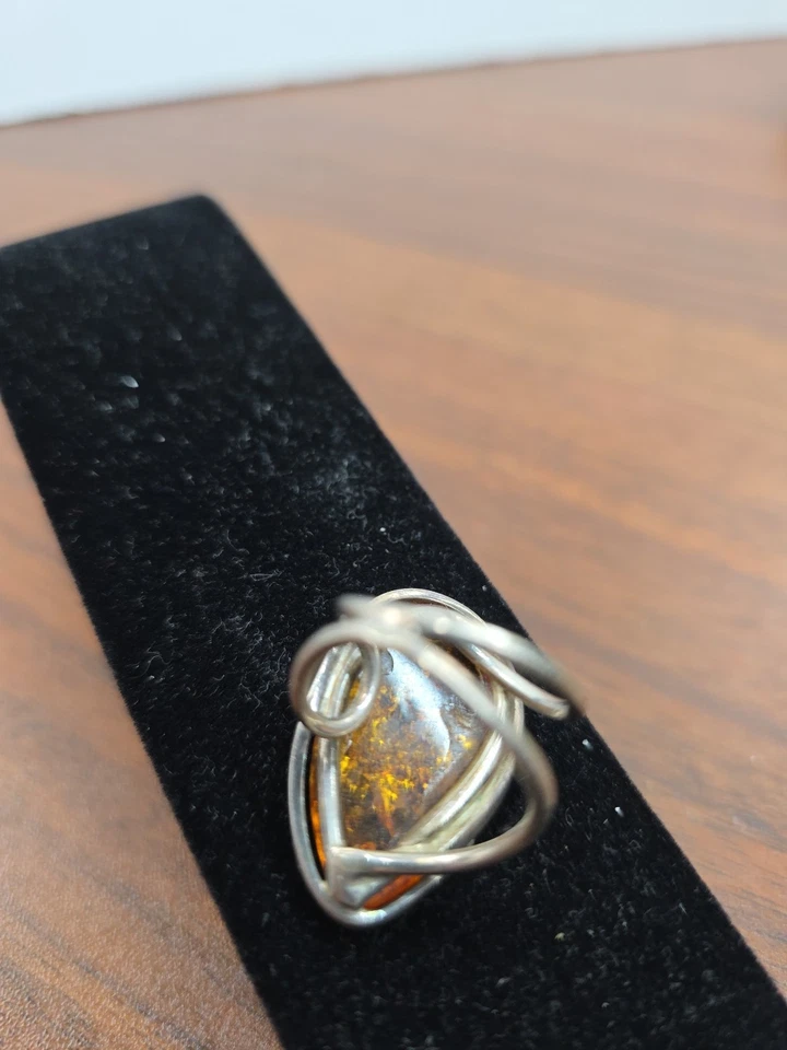 Балтийский янтарь (искусственный?) 925 Кислота проверенный размер кольца: регулируемый начинается размер 7 251112-2 - Изображение 3 из 4