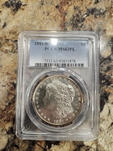 1881-S Morgan Silver Dollar PCGS MS 63PL Beautiful Proof Like Coin Some Toning