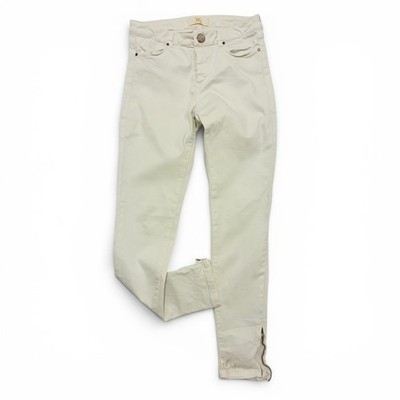 Zara Basic Damen Skinny Jeans Gr. 36 Weiß Stretch Knöchelzip