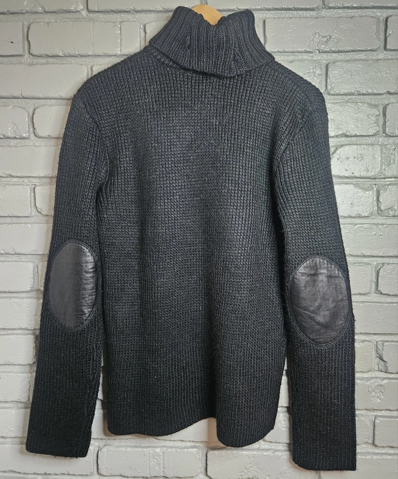 T Alexander Wang Suéter Cuello Alto Lana Mohair Alpaca Cuero Codo Parches Foto 3 de 4