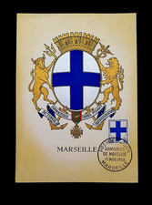 CARTE  POSTALE MAXIMUM 1958 - 1er JOUR - BLASON ARMOIRIES VILLE DE MARSEILLE