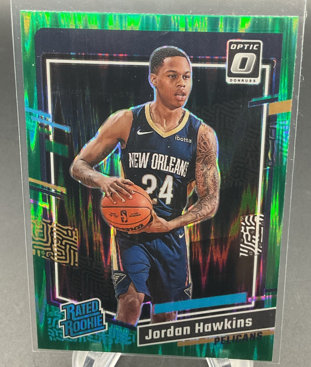 Jordan Hawkins Rookie 2023-24 Donruss Optic Green Hyper Prizm #238 Pelicans