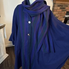 Avoca Collection 100% Wool Ireland Cape Coat Poncho Cloak Purple w/Scarf