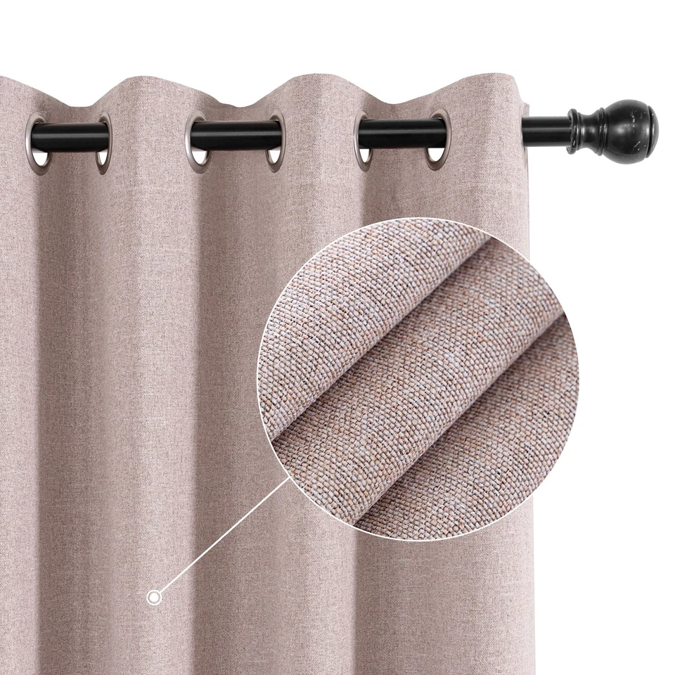 Cortinas de Navidad de lino apagadas completas para sala de estar estilo arpillera... Foto 2 de 4