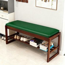 Solid Wood Shoe Bench 2-Tier Wooden Entryway Bench for Entryway, Living Room
