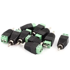 10pcs Speaker Wire Cable to Audio RCA Male Connector Adapter Jack Plug