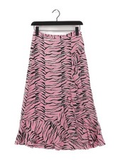 RIXO Women's Maxi Skirt XS Pink Animal Print 100% Silk Long Maxi