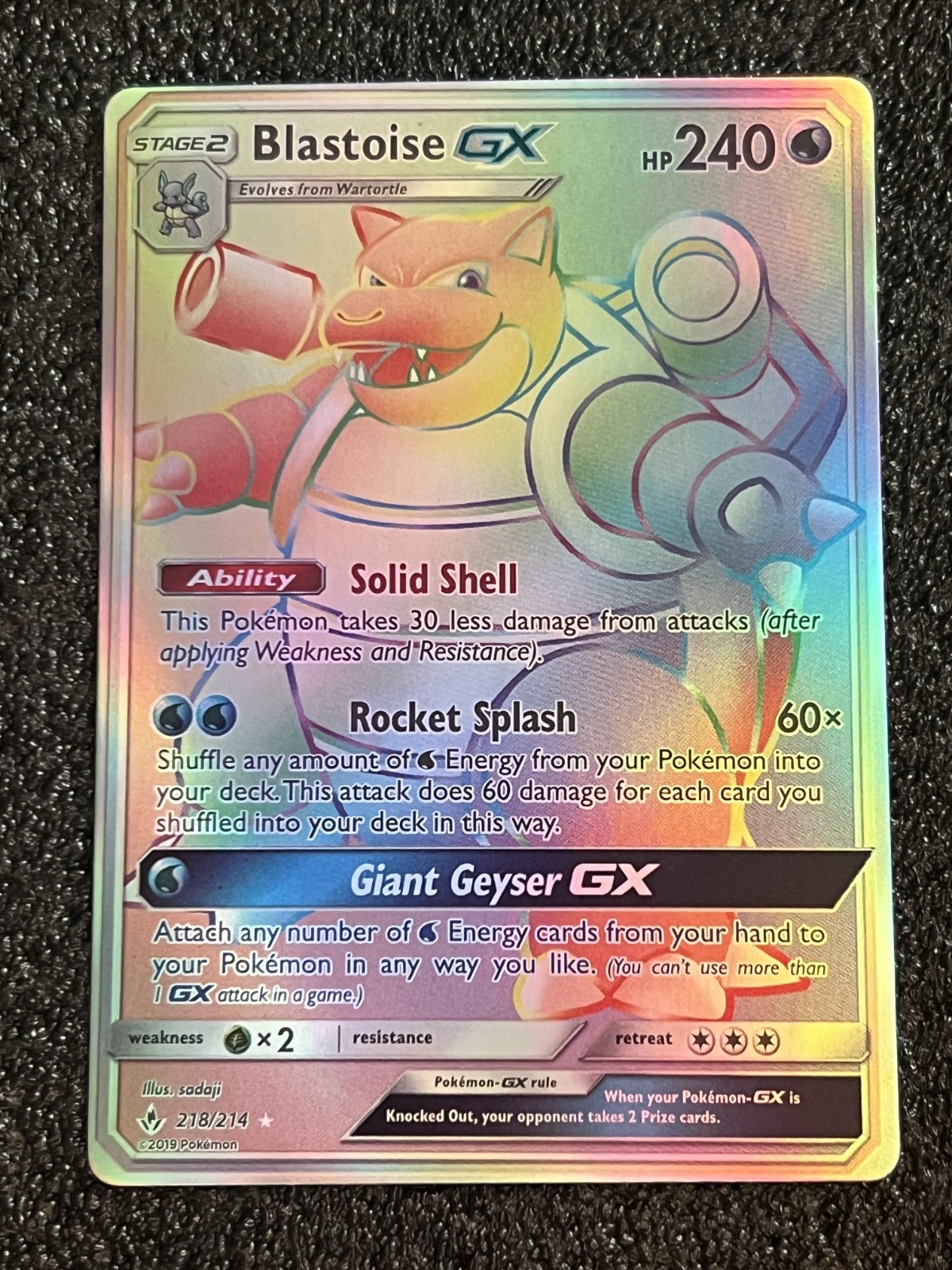 Pokémon Unbroken Bonds Blastoise GX 218/214 Rainbow SR Holo 218/2 - NM