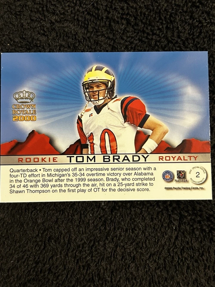 2000 Crown Royal Tom Brady Rookie Royalty Pacific Trading Cards #2 - Imagem 2 de 4