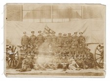 WW1 photo Royal Army Ordnance Corps soldiers, early use RAOC cap badge 1918-19
