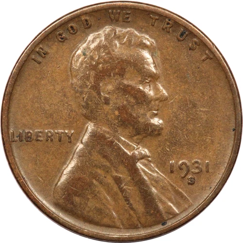 1931-S Lincoln Wheat Cent 1C, Very Fine VF+